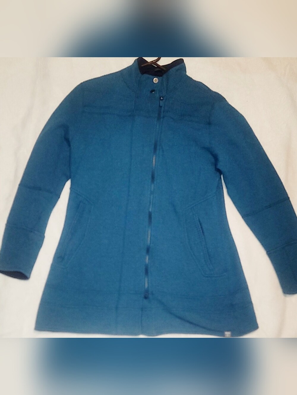 TITLE NINE Swacket Teal  Wool Blend Sweater Jacket Full Zip Mid-Length Size L
